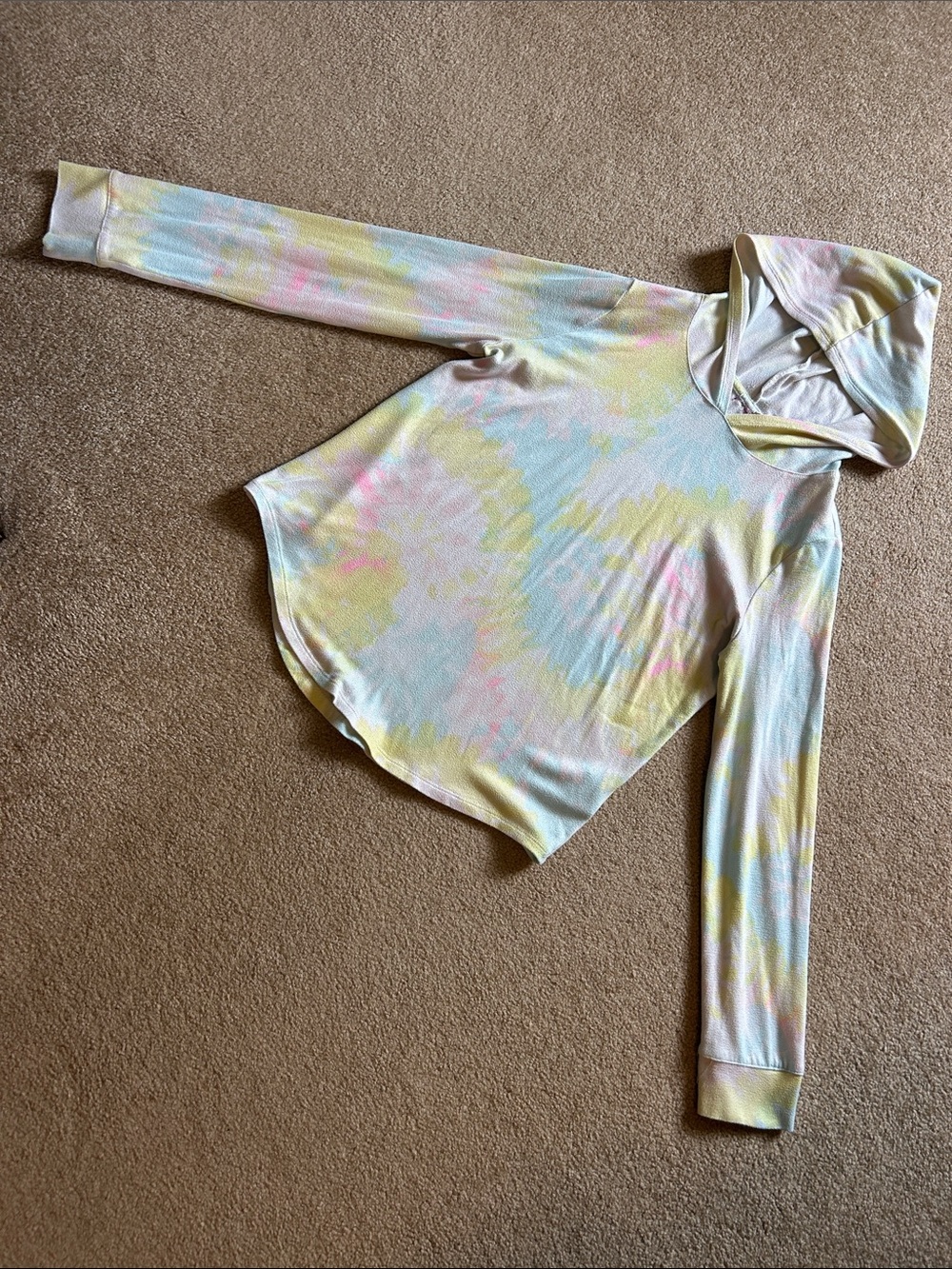 Girls tie-dye hooded long sleeve shirt